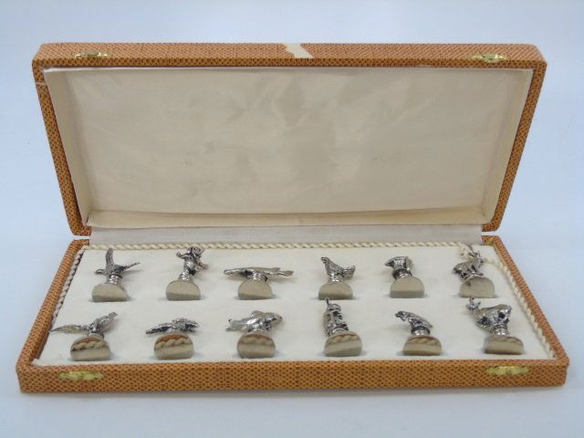Set of 12 Silver Plate "Animal" Place Card Holders (1 of 5)