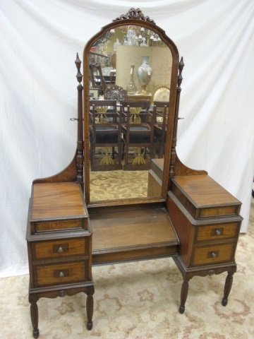 Antique Early 20th C Burled Wood Ladies Vanity (1 of 6)