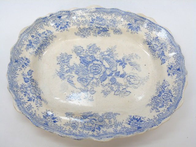 Antique 19th C Blue & White Ironstone Platter (1 of 2)
