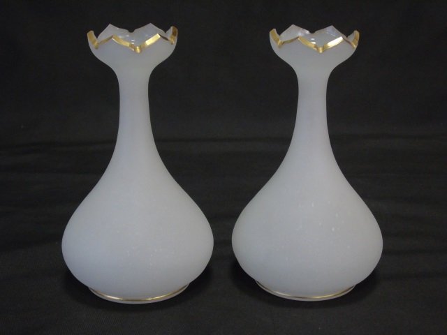 Antique 19th C Victorian Bristol Satin Glass Vases (1 of 5)