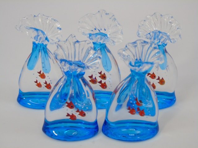 Lot 5 Murano Glass Fish in Plastic Bag Figurines (1 of 4)
