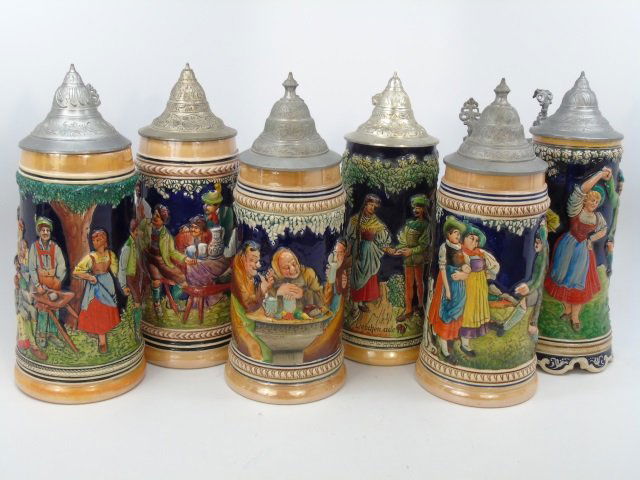 6 Vintage German Beer Steins Peter Simon Gerz (1 of 6)
