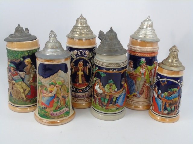 6 Vintage German Beer Steins Peter Simon Gerz (1 of 7)