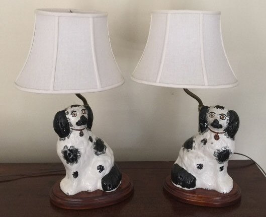 Pair Staffordshire Spaniel Dog Mount Lamps (1 of 4)