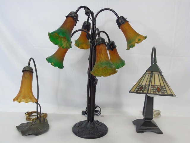 3 Vintage Lamps Art Nouveau & Arts & Crafts Style (1 of 10)
