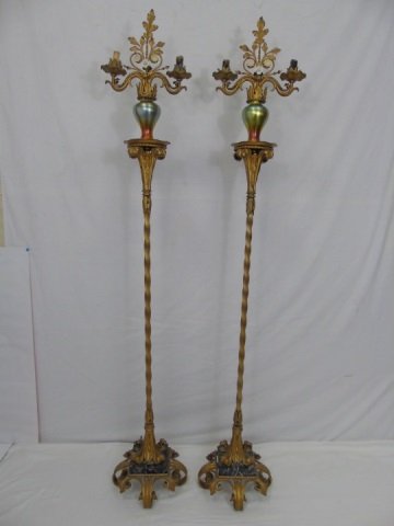 Pair Favrile / Aurene Art Glass Candle Torchieres (1 of 5)