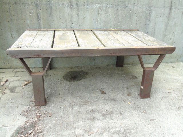 Reclaimed Wood & Iron Outdoor Coffee Table (1 of 3)