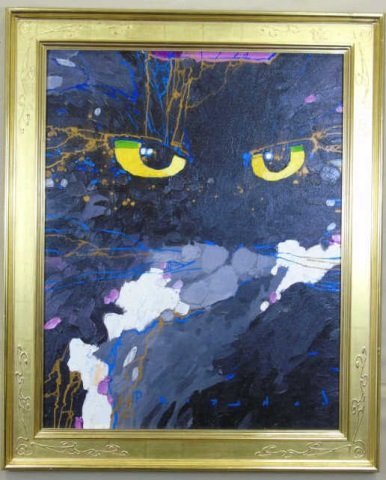 Russian Contemporary Abstract Painting of a Cat (1 of 3)