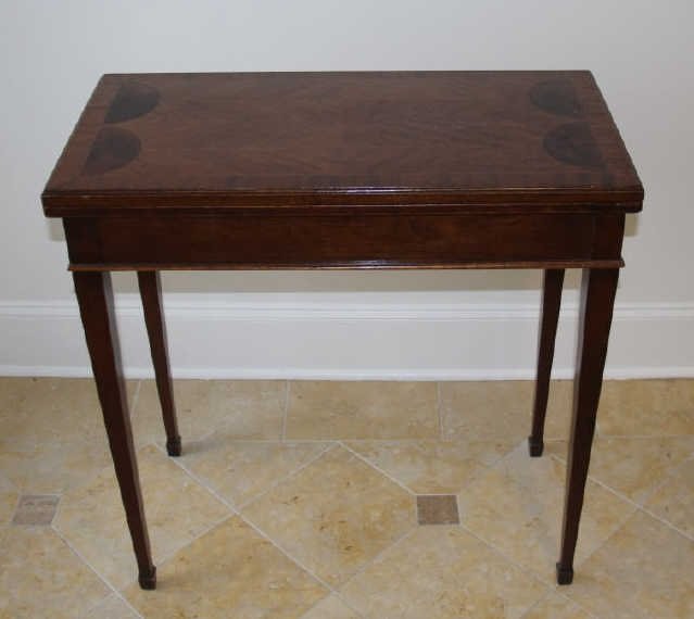 Antique English Games Table w/ Parquetry Top (1 of 5)