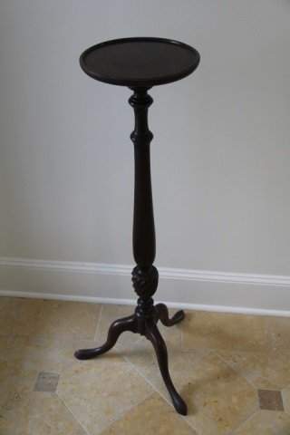 Antique English Tall Pedestal Table w 3 Legs (1 of 3)