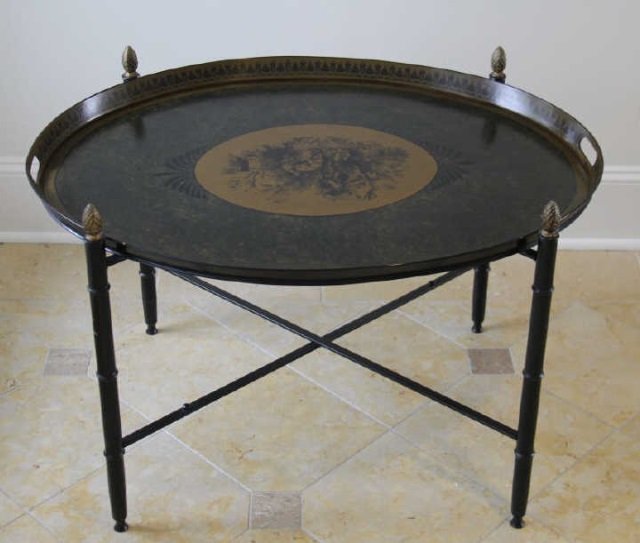 Contemporary Traditional Tole Tray Table on Stand (1 of 6)