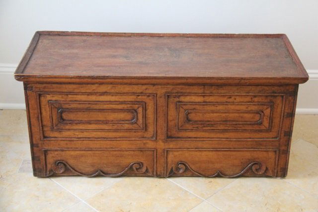 Antique Carved Wood Tibetan Trunk w Drawer (1 of 7)