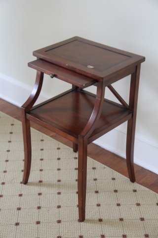 Antique English 2 Level Side Table w Pull Out Tray (1 of 7)