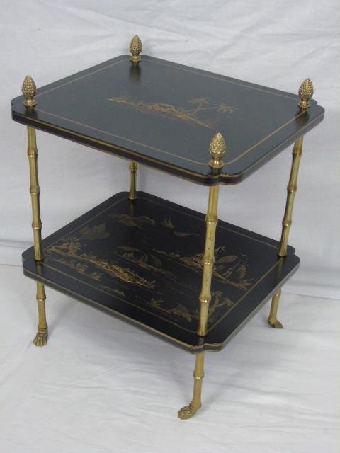 Black Lacquer Chinoiserie Two Tiered Table (1 of 5)