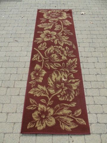 Shaw Living Burgundy Rug Runner w/ Tan Flowers (1 of 5)
