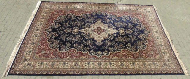 Navy / Red Wool Cut Pile Oriental Area Rug (1 of 5)