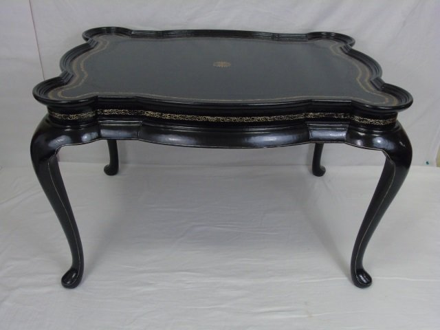 Black Lacquer Coffee Table w/ Gold Tooling (1 of 4)