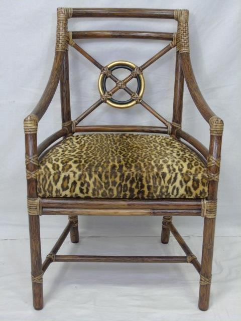 Contemporary McGuire Rattan Arm Chair w/ Cushion (1 of 5)