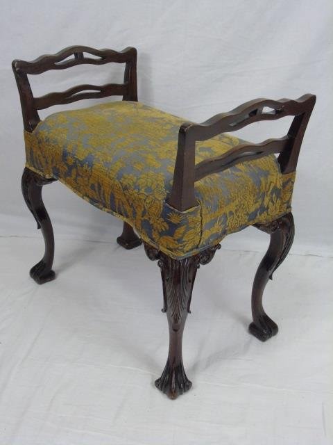 Mahogany Upholstered Bench w/ Cabriole Legs (1 of 4)