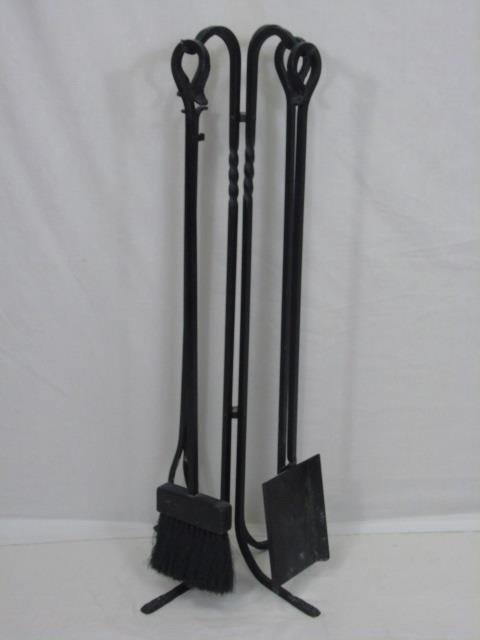 Set of 4 Wrought Iron Fireplace Tools With Stand (1 of 2)