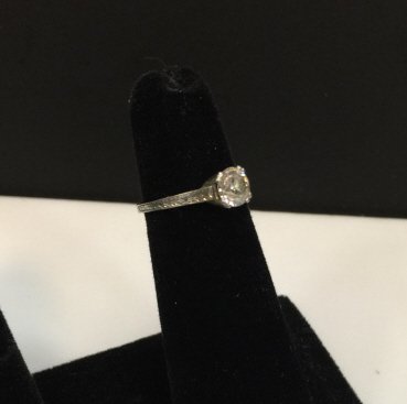 Estate Antique Platinum & Diamond Solitaire Ring (1 of 6)