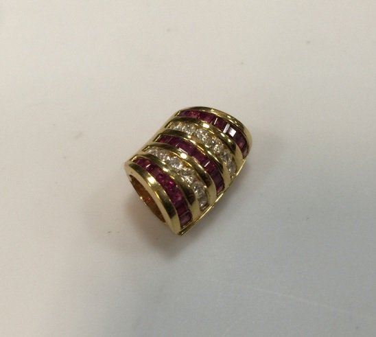 Estate 18kt Gold Ruby & Diamond Slide Pendant (1 of 5)