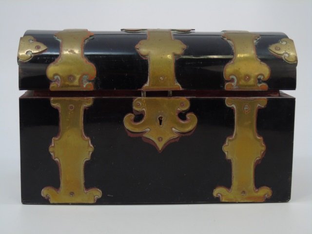 Antique 19th C Brocade Silk Lined Desk /Letter Box (1 of 3)