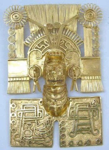 Large Custom 14kt Gold Aztec / Mayan Pendant (1 of 5)