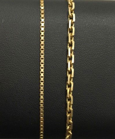 Estate 14kt Yellow Gold Box Chain & Link Bracelets (1 of 3)