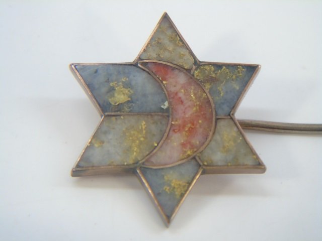 Antique Gold Vein Quartz Star of David Stick Pin (1 of 3)