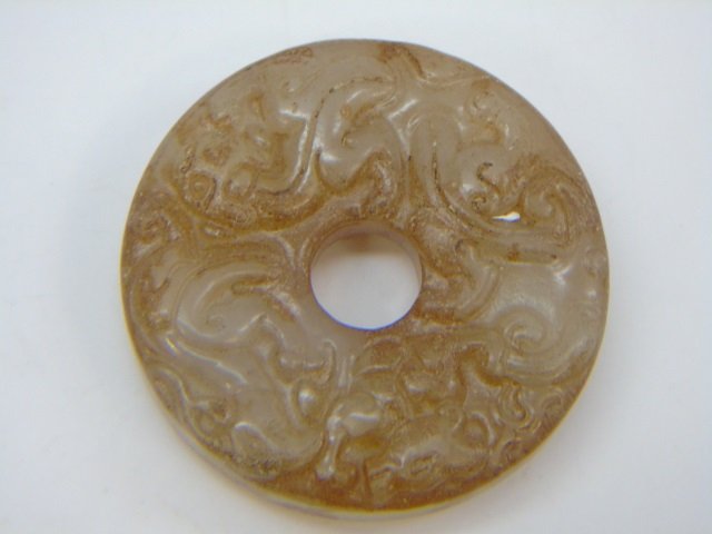 Chinese Carved Jade Foo Lion Bi Disc (1 of 3)