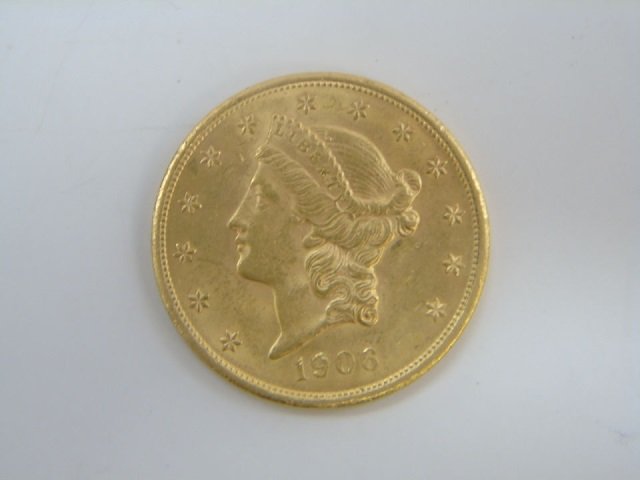 Antique American Gold Coin 1906 Twenty Dollars (1 of 2)
