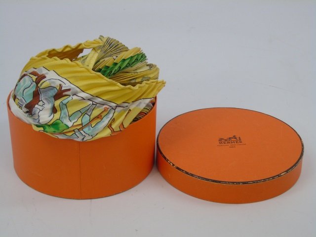 Hermes "Neige d'Antan" Pleated Silk Scarf w/ Box (1 of 6)