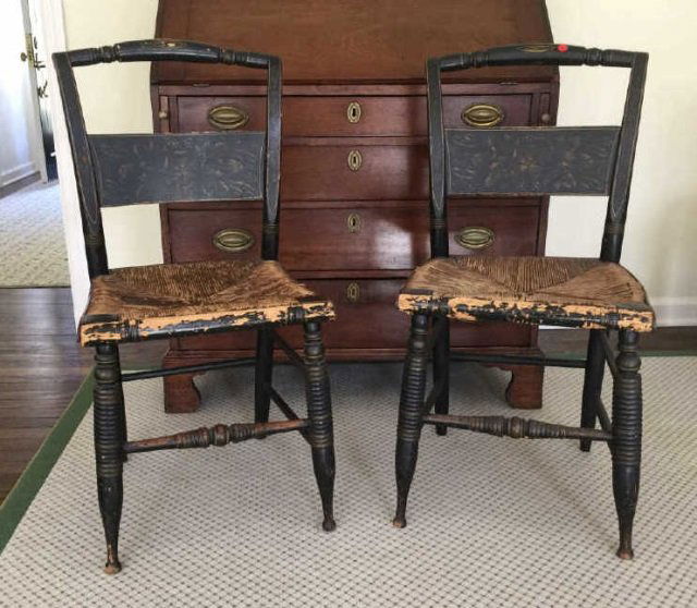 Pair Antique American 19th C Hitchcock Chairs (1 of 5)