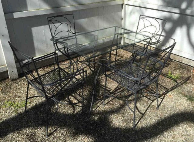 Vintage Iron Glass Top Dining Table w/ 4 Chairs (1 of 5)