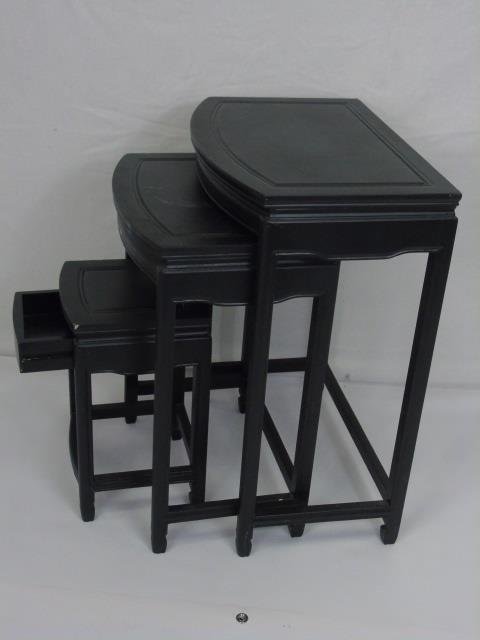 Set of 3 Contemporary Black Wood Nesting Tables (1 of 3)