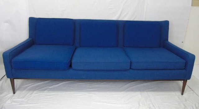 Mid Century Modern Blue Upholstered Sofa / Couch (1 of 2)