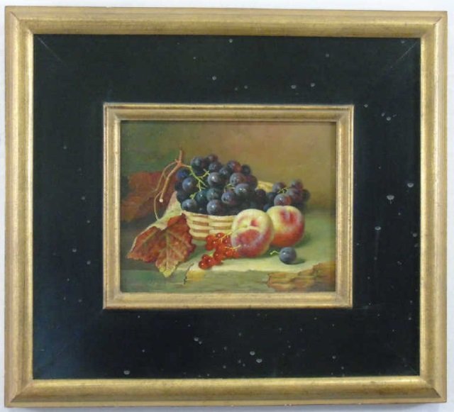 Painting Still Life Grapes & Peaches in a Basket (1 of 3)