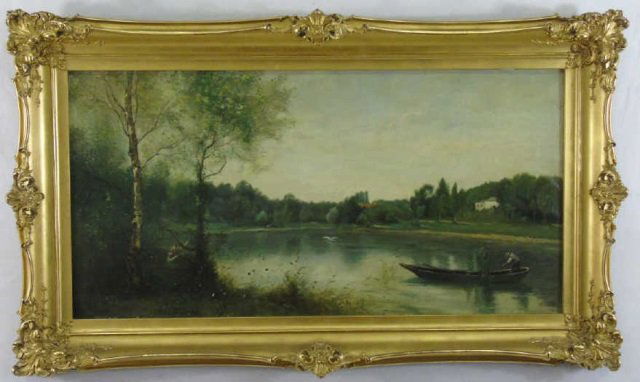 Peaceful River Evening Scene Oil on Canvas (1 of 6)