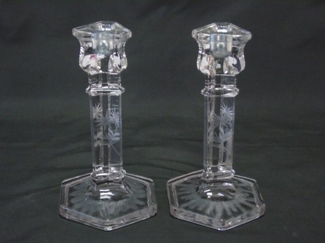 Pair Antique 19th C. Cut Crystal Candlesticks (1 of 4)