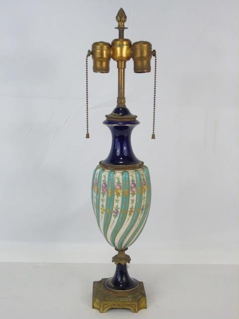 Antique Hand Painted Continental Porcelain Lamp (1 of 4)