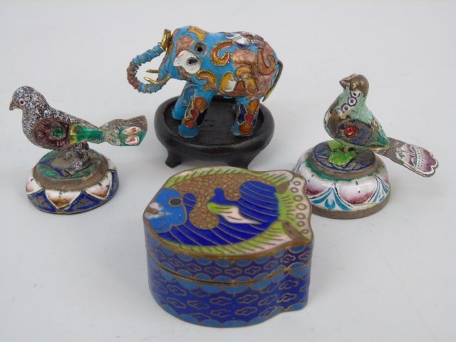 Four Miniature Asian / Chinese Cloisonne Figures (1 of 5)