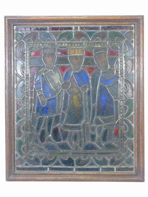 Antique Handmade Stained Glass Framed Panel (1 of 3)