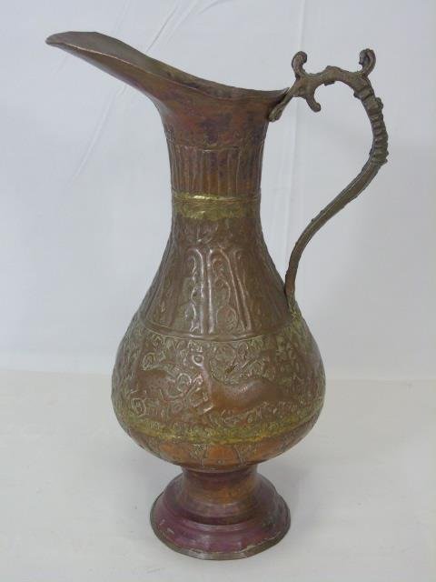 Antique Indo Persian Chased Work Copper Pitcher (1 of 5)
