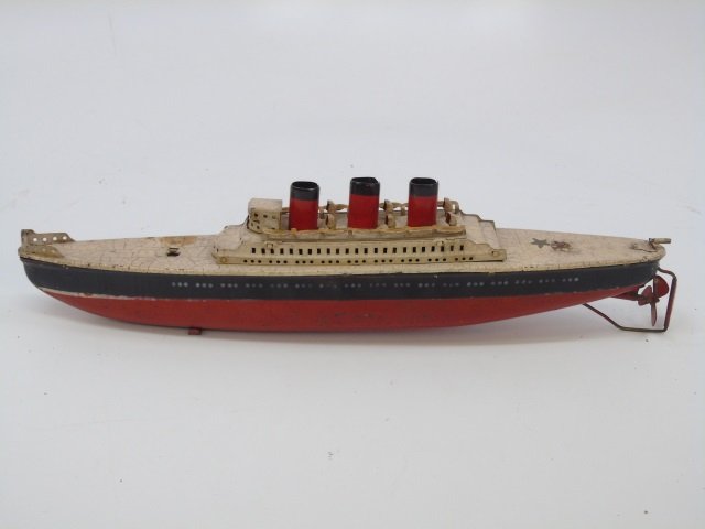 Antique Painted Tin Toy Ship (1 of 4)