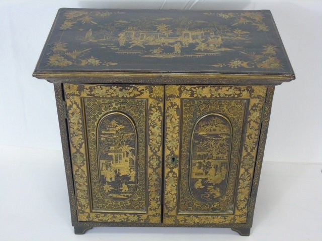 Antique Asian Hand Painted Lacquer Table Box (1 of 6)