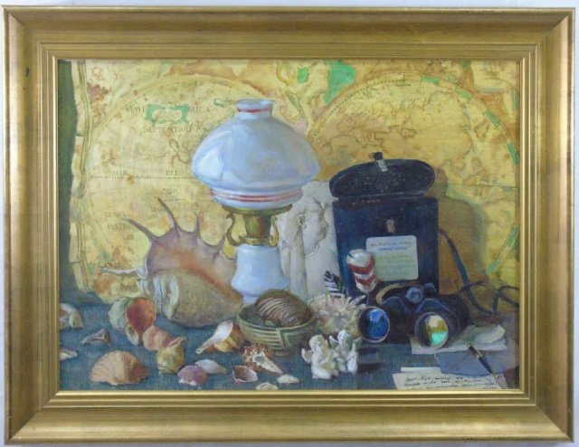 Oil on Canvas Still Life Study of Lamp & Shells (1 of 6)