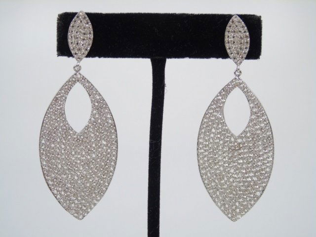 Sterling Silver Teardrop Pave Chandelier Earrings (1 of 4)