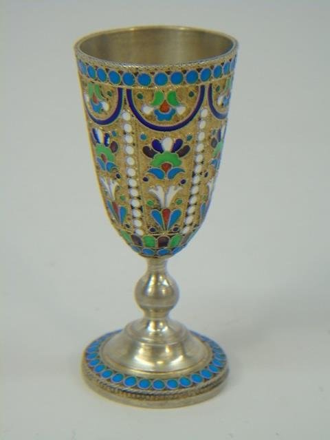 Antique Russian Imperial Silver & Enamel Vodka Cup (1 of 5)