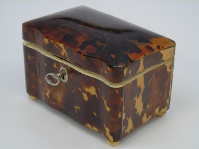 Antique 19th C English Victorian Faux Tortoise Box (1 of 4)